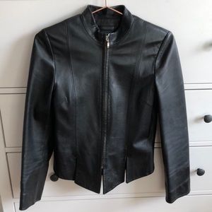 EUC Black Leather Moto jacket from Turkey—Small